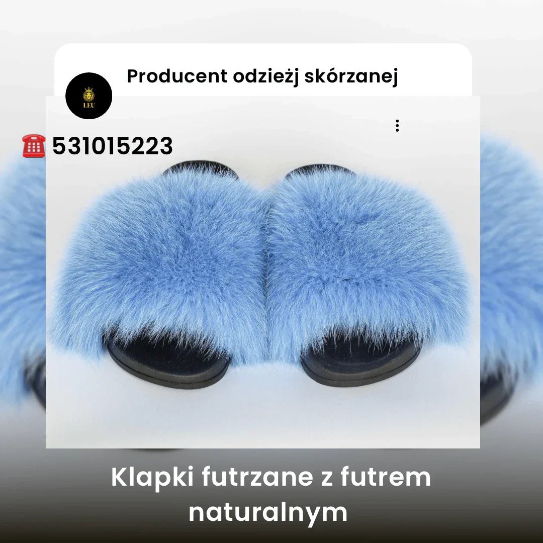 Klapki i espadryle z futrem naturalnym LEU