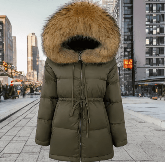 Kurtka z futrem jenota naturalnego khaki, SHIRA - LEU